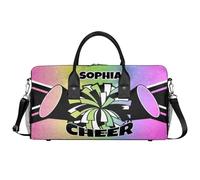 Mintoprints Personalizzato Cheer Borse per Cheerleaders Custom Sport Duffel Bag Gym Bag Travel Duffle Bag Pernottamento Weekender Bag, Rosa Glitter Arcobaleno, 17.4"x8.3"x9.5", Cheerleading