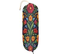 Mintoprints Porta sacchetti in plastica con fiori colorati in stile messicano, per dispensa della cucina, organizer per sacchetti della spesa, in plastica leggera, confezione da 1