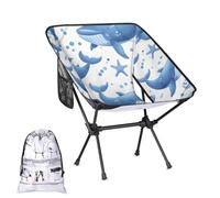 Mintoprints Sea Animals Sedia da campeggio Blue Sharks Sedia pieghevole leggera portatile compatta per esterni, viaggi, spiaggia, escursionismo zaino in spalla