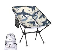 Mintoprints Shark Fish Sedia da campeggio Sea Ocean Shark Sedia pieghevole leggera portatile compatta per esterni, viaggi, spiaggia, escursionismo zaino in spalla