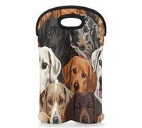 Mintoprints Simpatico cane divertente animale trasportatore di vino borsa per 2 bottiglie in neoprene portabottiglie di vino borsa borsa frigo borsa per viaggi, picnic, feste