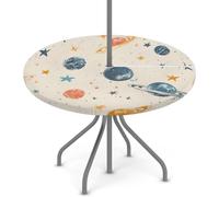 Mintoprints Space Planet - Tovaglia rotonda con foro per ombrello, tovaglia elastica personalizzata, impermeabile, protezione rotonda con cerniera, 115 cm - 142 cm tovaglia da esterno per patio e