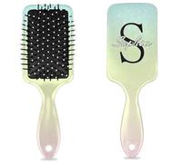 Mintoprints Spazzola per capelli personalizzata Cuscino d'aria personalizzato Massaggio Pettine per capelli districante Spazzola per capelli con nome per le donne, sfumatura glitterata colorata gialla