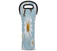 Mintoprints Spring Bee - Borsa termica per vino, a nido d'ape, con margherite bianche, 1 bottiglia, in neoprene, per viaggi, picnic, feste