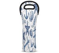 Mintoprints Starfish Anchors Whale Wine Carrier Tote Bag Cute Ocean Sea Animals 1-Bottle Neoprene Wine Cooler Bag Carrier Bag Carrier Borsa Porta Bottiglia di Vino per Viaggi, Picnic, Feste