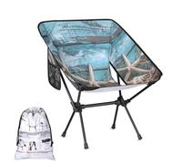 Mintoprints Summer Sea Shell Sedia da campeggio in legno blu spiaggia leggera sedia pieghevole portatile compatta per esterni, viaggi, spiaggia, escursionismo zaino in spalla