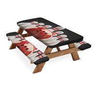 Mintoprints Tovaglia da picnic a tema sportivo con copertura per panche, impermeabile, elastica, per tavoli da 182,9 cm, set da 3 pezzi