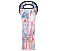 Mintoprints Unicorn Castle Rainbow Wine Carrier Tote Bag 1 Bottiglia Neoprene Borsa Termica per Vino Borsa Portabottiglie di Vino per Viaggi, Picnic, Festa