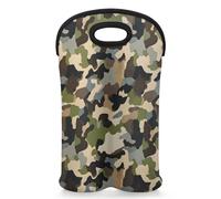 Mintoprints Woodland - Borsa termica per 2 bottiglie, in neoprene, motivo mimetico, per viaggi, picnic, feste