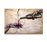 Mintura Opera d'arte dipinta a mano il vino rosso e la mano arte da parete immagine soggiorno acrilico tela decorazione per la casa dipinti ad olio su tela (100 x 150 cm senza cornice)