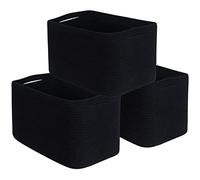 MINTWOOD Design Confezione da 3 cestini portaoggetti per mensole, sala giochi e aula, cestini per libri, contenitori decorativi a cubo, organizer per armadio, dispensa e scarpiere, colore nero