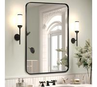 Minuover Specchio da parete, 50,8 x 76,2 cm, specchio rettangolare da parete per bagno, struttura in metallo in acciaio inossidabile, da appendere verticale e orizzontale, ideale per bagno, camera da
