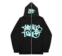 Minus-Two Cargo Hoodie | Uomo Minus-Two Hoodie | Y2K Felpa con cappuccio Hip Hop Streetwear Urban Maglione unisex casual | Giacca vintage Streetwear per ragazze e ragazzi, Azzurro, S