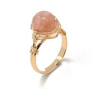 MINUSE Anelli In Pietra Di Cristallo Naturale Anelli Aperti Regolabili Con Avvolgimento In Filo Color Oro Per Donna Uomo Coppia Anello Di Nozze Regalo Di Gioielli,Pietra Solare
