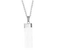 MINUSE Collane Con Ciondolo In Pietra Di Gesso Grezzo Naturale Accessori Per Gioielli Con Ciondolo In Cristallo Di Selenite Bianca,Argento