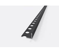MINUTA PROFILI Profilo Terminale in Alluminio Nero Opaco, 2,5 Metri, Resistente a Umidità e Corrosione, per Bordi Rivestimenti e Nicche (12.0, 12, Millimetri)