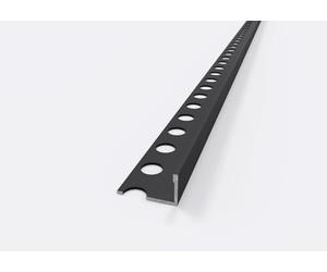 MINUTA PROFILI Profilo Terminale in Alluminio Nero Opaco, 2,5 Metri, Resistente a Umidità e Corrosione, per Bordi Rivestimenti e Nicche (10.0, 10, Millimetri)