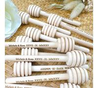 MINXLTD Bastoncini for Miele Incisi Personalizzati, Mini Bastoncino in Legno A Nido d'Ape con Nome Personalizzato, Piccoli Cucchiai for Miele, Bastoncino for Mescolare(100pcs,8cm)