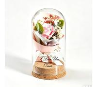 MINXLTD Bouquet Personalizzato con Rosa Conservata in Vetro, Nome Personalizzato E Data, Bouquet di Fiori for Sempre Presente for Le Donne, Festa della Mamma, Compleanno, Regali di San Valentino