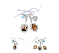 MINXLTD Ciondoli Personalizzati con Foto di Bouquet da Sposa, Personalizza Il Ciondolo Ovale in Pizzo Commemorativo in Argento Sei Sempre nel Mio Cuore, Fidanzamento, Decorazioni Ricordo Laurea