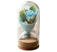 MINXLTD Regali di San Valentino Personalizzati for Lei, Bouquet di Rose con Testo Personalizzato Conservato in Cupola Vetro con Luci A LED, Regali for Donne, Compleanno, Moglie, Madri, Memoriale