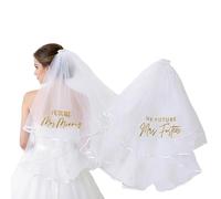 MINXLTD Velo Personalizzato in Tulle Che Presto Diventerà La Signora, Velo Personalizzato for Addio al Nubilato con Pettine for Capelli, Splendido Nome con Stampa Glitterata for La Festa Nuziale