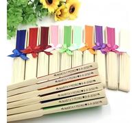 MINXLTD Ventagli in Seta for Matrimonio con Incisioni Personalizzate, Testo Fai da Te Pieghevole Ventaglio in bambù in più Colori con Borsa in Organza, Stile Rustico, Regali for Le Damigelle d'Onore