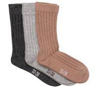 Minymo - Kid's Wool Socks Rib 3-Pack - Calze casual EU 19-22 marrone