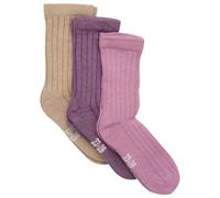 Minymo - Kid's Wool Socks Rib 3-Pack - Calze casual EU 31-34 fuchsia