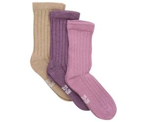 Minymo - Kid's Wool Socks Rib 3-Pack - Calze casual EU 35-38 fuchsia