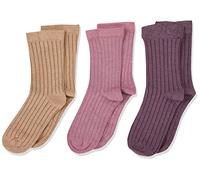MINYMO Wool Socks - rib 3-pack, calze di lana Ragazzi unisex, Orchid Haze, 19