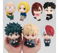 Mio eroe Deku, Bakugou, Izuku, Todoroki, Momo Sakamoto Serie di statue di modelli di anime con teste grandi seduti, decorazione da scrivania, ornamento per case PC, decorazione per la casa, piccolo re