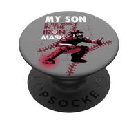 Mio figlio è l'uomo con la maschera di ferro Baseball Catcher PopSockets PopGrip Adesivo