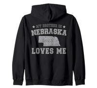 Mio Fratello in Nebraska Loves Me America Vintage Stato Felpa con Cappuccio