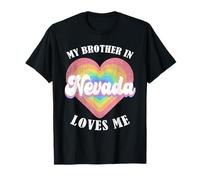 Mio Fratello in Nevada Mi AMA Cuore USA Stato degli Stati Uniti Maglietta