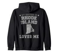 Mio Fratello in Rhode Island Loves Me America Vintage Stato Felpa con Cappuccio