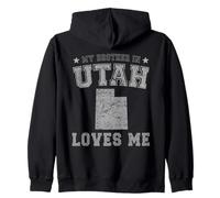 Mio Fratello in Utah Loves Me America Vintage Stato Felpa con Cappuccio