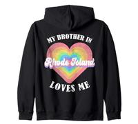 Mio Fratello nel Rhode Island Mi AMA Cuore USA Stato degli Stati Uniti Felpa con Cappuccio