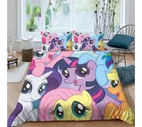 Mio mini pony Set Copripiumino 3D Stampato Personaggi animati Copripiumino Set Biancheria Da Letto Microfibre Morbida Con Chiusura A Cerniera E Federe 3 Pezzi Per Ragazzi E Ragazze King(220x240cm)