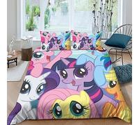 Mio mini pony Set Copripiumino 3D Stampato Set Di Biancheria Da Letto 3 Pezzi, Personaggi animati Copripiumino in Microfibra Morbida Con Cerniera E Federe Per Ragazzi E Ragazze Double(200x200cm)
