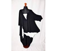 Mio Obsession- Look a Strati Zipfel- Tunica Jersey Bianco-Nero Oversize