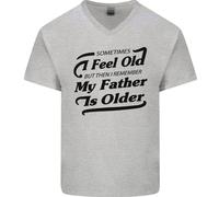 Mio Padre È Anziani 30th 40th 50th Compleanno Uomo Scollo A V Cotone T-Shirt