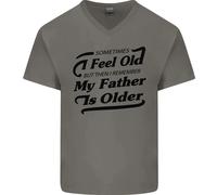 Mio Padre È Anziani 30th 40th 50th Compleanno Uomo Scollo A V Cotone T-Shirt