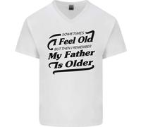 Mio Padre È Anziani 30th 40th 50th Compleanno Uomo Scollo A V Cotone T-Shirt