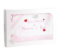 Mio piccolo Lenzuola Culla Carrozzina Navicella Neonato Neonata Cotone 100% Made in Italy Artigianali Confezione Regalo Neomamma Bambino Bambina Lenzuolina (Rosa)