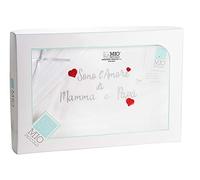 Mio piccolo Lenzuola Culla Carrozzina Navicella Neonato Neonata Cotone 100% Made in Italy Artigianali Confezione Regalo Neomamma Bambino Bambina Lenzuolina (Grigio)