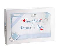 Mio piccolo Lenzuola Culla Carrozzina Navicella Neonato Neonata Cotone 100% Made in Italy Artigianali Confezione Regalo Neomamma Bambino Bambina Lenzuolina (Celeste)