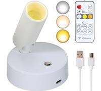 MIOBLUE Faretto LED di ricarica USB, con telecomando,3 temperature di colore, intensità variabile, wireless, con funzione timer, adatto per arte, piante, ritratti,1 pezzo
