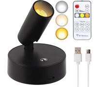 MIOBLUE Faretto LED di ricarica USB, con telecomando,3 temperature di colore, intensità variabile, wireless, con funzione timer, adatto per arte, piante, ritratti,1 pezzo
