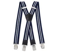 Miobo - Bretelle a X, unisex, super resistenti, 4 clip inclusi, larghezza 4 cm X gestreift dunkelblau Taglia unica